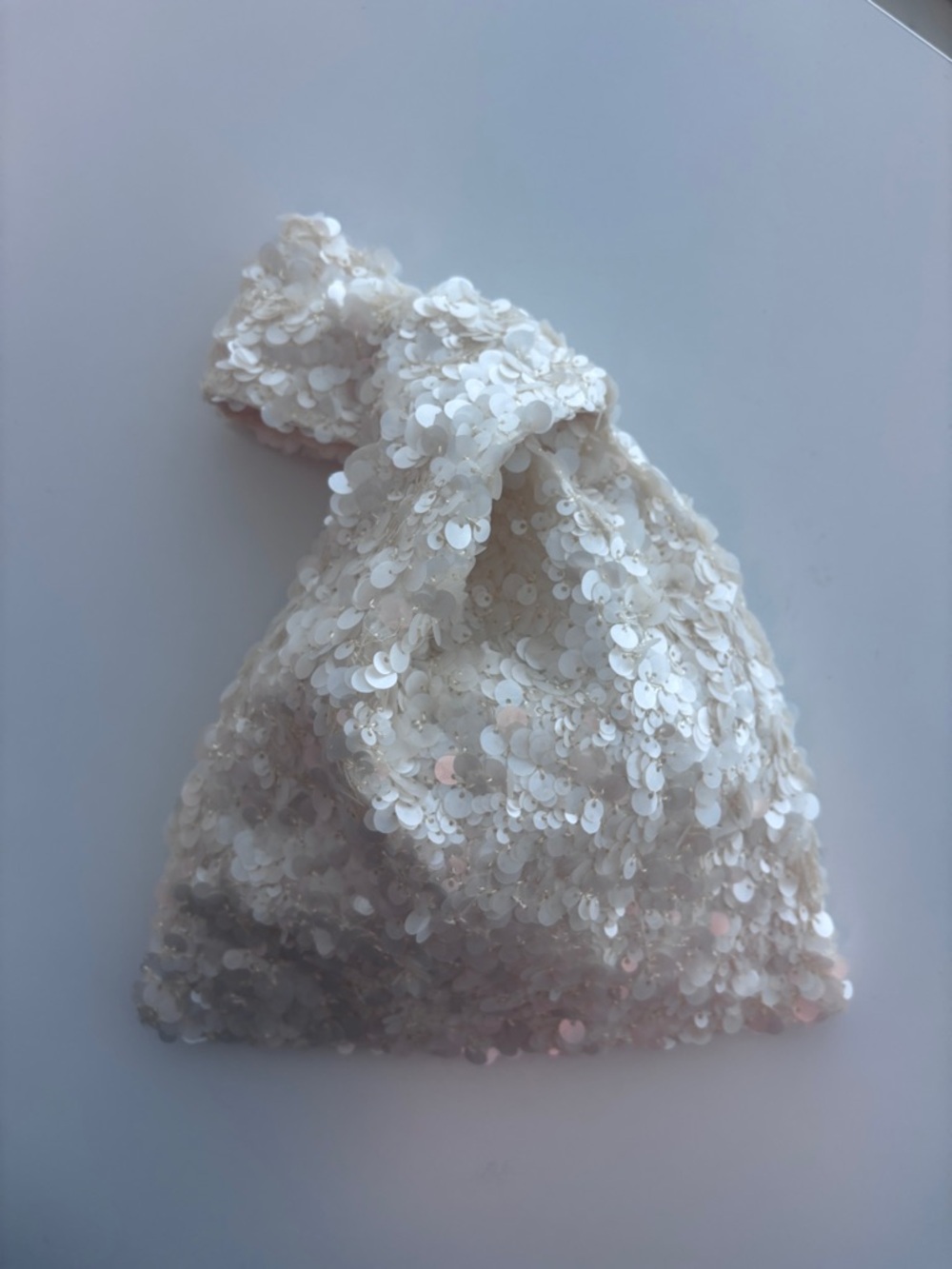 Ivory sequin Wristlet Knot Mini Bag